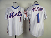 New York Mets #1 Wilson White With Blue Strip 1986 Throwback Jerseys,baseball caps,new era cap wholesale,wholesale hats