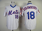 New York Mets #18 Strawberry White With Blue Strip 1986 Throwback Jerseys,baseball caps,new era cap wholesale,wholesale hats
