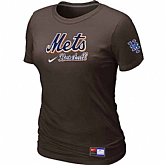 New York Mets Nike Women's Brown Short Sleeve Practice T-Shirt,baseball caps,new era cap wholesale,wholesale hats