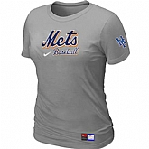 New York Mets Nike Women's L.Grey Short Sleeve Practice T-Shirt,baseball caps,new era cap wholesale,wholesale hats