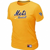 New York Mets Nike Women's Yellow Short Sleeve Practice T-Shirt,baseball caps,new era cap wholesale,wholesale hats