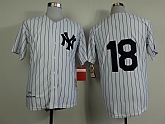 New York Yankees #18 Johnny Damon 1956 Throwback White Pinstripe Jerseys,baseball caps,new era cap wholesale,wholesale hats
