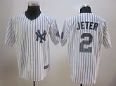 New York Yankees #2 Derek Jeter White Pinstripe 3000 Hits Patch Jerseys,baseball caps,new era cap wholesale,wholesale hats