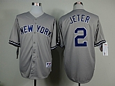 New York Yankees #2 Derek Jeter With Name Gray Jerseys,baseball caps,new era cap wholesale,wholesale hats