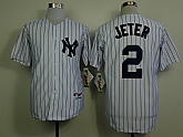 New York Yankees #2 Derek Jeter With Name White Pinstripe Jerseys,baseball caps,new era cap wholesale,wholesale hats