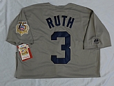 New York Yankees #3 Babe Ruth Hall Of Fame 75TH Patch Gray Jersey,baseball caps,new era cap wholesale,wholesale hats