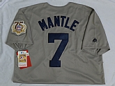 New York Yankees #7 Mickey Mantle Hall Of Fame 75TH Patch Gray Jersey,baseball caps,new era cap wholesale,wholesale hats