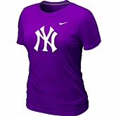 New York Yankees Heathered Purple Nike Women's Blended T-Shirt,baseball caps,new era cap wholesale,wholesale hats