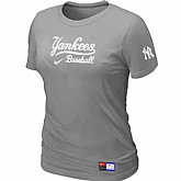 New York Yankees Nike Women's L.Grey Short Sleeve Practice T-Shirt,baseball caps,new era cap wholesale,wholesale hats