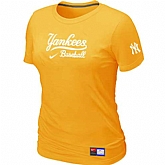 New York Yankees Nike Women's Yellow Short Sleeve Practice T-Shirt,baseball caps,new era cap wholesale,wholesale hats