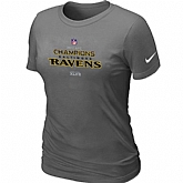 Nike Baltimore Ravens 2012 AFC Conference Champions Trophy Collection Long Women's D.Grey T-Shirt,baseball caps,new era cap wholesale,wholesale hats