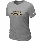 Nike Baltimore Ravens 2012 AFC Conference Champions Trophy Collection Long Women's L.Grey T-Shirt,baseball caps,new era cap wholesale,wholesale hats