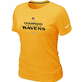 Nike Baltimore Ravens 2012 AFC Conference Champions Trophy Collection Long Women's Yellow T-Shirt,baseball caps,new era cap wholesale,wholesale hats