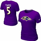 Nike Baltimore Ravens 5 Flacco Name & Number Women's T-Shirt- Purple,baseball caps,new era cap wholesale,wholesale hats