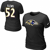 Nike Baltimore Ravens 52 R.LEWIS Name & Number Women's T-Shirt Black,baseball caps,new era cap wholesale,wholesale hats