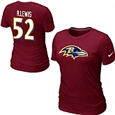 Nike Baltimore Ravens 52 R.LEWIS Name & Number Women's T-Shirt Red,baseball caps,new era cap wholesale,wholesale hats