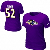 Nike Baltimore Ravens 52 R.LEWIS Name & Number Women's Women's T-Shirt- Purple,baseball caps,new era cap wholesale,wholesale hats