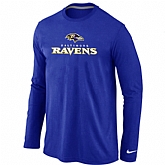 Nike Baltimore Ravens Authentic Logo Long Sleeve T-Shirt Blue,baseball caps,new era cap wholesale,wholesale hats