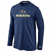 Nike Baltimore Ravens Authentic Logo Long Sleeve T-Shirt D.Blue,baseball caps,new era cap wholesale,wholesale hats