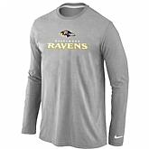 Nike Baltimore Ravens Authentic Logo Long Sleeve T-Shirt Gray,baseball caps,new era cap wholesale,wholesale hats