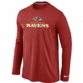 Nike Baltimore Ravens Authentic Logo Long Sleeve T-Shirt Red,baseball caps,new era cap wholesale,wholesale hats
