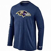 Nike Baltimore Ravens Logo Long Sleeve T-Shirt D.Blue,baseball caps,new era cap wholesale,wholesale hats