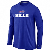Nike Buffalo Bills Authentic Logo Long Sleeve T-Shirt Blue,baseball caps,new era cap wholesale,wholesale hats