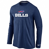 Nike Buffalo Bills Authentic Logo Long Sleeve T-Shirt D.blue,baseball caps,new era cap wholesale,wholesale hats