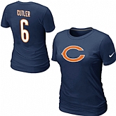 Nike Chicago Bears 6 Jay Cutler Name & Number Women's T-Shirt Blue,baseball caps,new era cap wholesale,wholesale hats