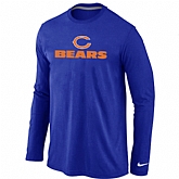 Nike Chicago Bears Authentic Logo Long Sleeve T-Shirt Blue,baseball caps,new era cap wholesale,wholesale hats