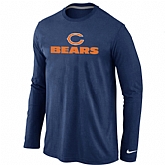 Nike Chicago Bears Authentic Logo Long Sleeve T-Shirt D.Blue,baseball caps,new era cap wholesale,wholesale hats
