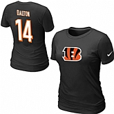 Nike Cincinnati Bengals 14 Andy Dalton Name & Number Women's T-Shirt Black,baseball caps,new era cap wholesale,wholesale hats