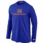 Nike Cincinnati Bengals Authentic Logo Long Sleeve T-Shirt Blue,baseball caps,new era cap wholesale,wholesale hats