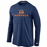 Nike Cincinnati Bengals Authentic Logo Long Sleeve T-Shirt D.Blue,baseball caps,new era cap wholesale,wholesale hats
