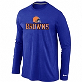 Nike Cleveland Browns Authentic Logo Long Sleeve T-Shirt Blue,baseball caps,new era cap wholesale,wholesale hats