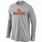 Nike Cleveland Browns Authentic Logo Long Sleeve T-Shirt Gray,baseball caps,new era cap wholesale,wholesale hats