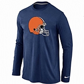 Nike Cleveland Browns Logo Long Sleeve T-Shirt D.Blue,baseball caps,new era cap wholesale,wholesale hats