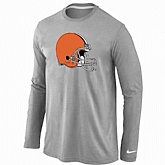 Nike Cleveland Browns Logo Long Sleeve T-Shirt Gray,baseball caps,new era cap wholesale,wholesale hats
