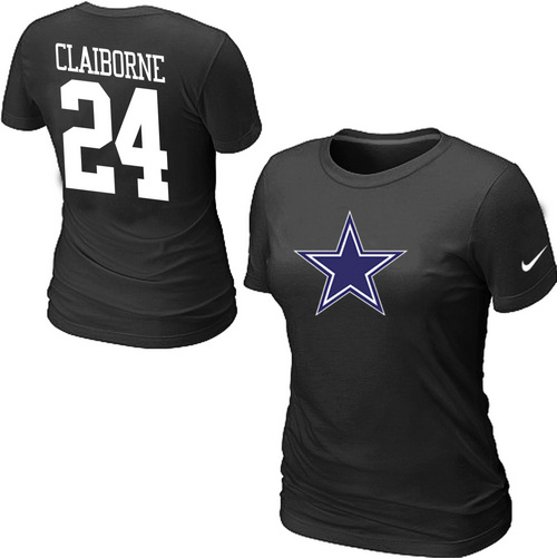 Nike Dallas Cowboys 24 CLAIBORNE Name & Number Women's T-Shirt Black