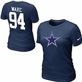 Nike Dallas Cowboys 94 WARE Name & Number Women's T-Shirt Blue,baseball caps,new era cap wholesale,wholesale hats