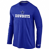 Nike Dallas Cowboys Authentic Logo Long Sleeve T-Shirt Blue,baseball caps,new era cap wholesale,wholesale hats