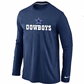 Nike Dallas Cowboys Authentic Logo Long Sleeve T-Shirt Dark blue,baseball caps,new era cap wholesale,wholesale hats