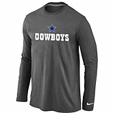 Nike Dallas Cowboys Authentic Logo Long Sleeve T-Shirt Dark grey,baseball caps,new era cap wholesale,wholesale hats