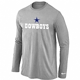 Nike Dallas Cowboys Authentic Logo Long Sleeve T-Shirt Light grey,baseball caps,new era cap wholesale,wholesale hats