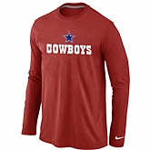 Nike Dallas Cowboys Authentic Logo Long Sleeve T-Shirt Red,baseball caps,new era cap wholesale,wholesale hats