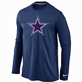 Nike Dallas Cowboys Logo Long Sleeve T-Shirt D.Blue,baseball caps,new era cap wholesale,wholesale hats