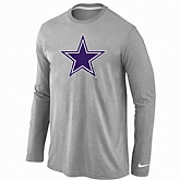 Nike Dallas Cowboys Logo Long Sleeve T-Shirt Gray,baseball caps,new era cap wholesale,wholesale hats
