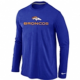 Nike Denver Broncos Authentic Logo Long Sleeve T-Shirt Blue,baseball caps,new era cap wholesale,wholesale hats