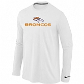 Nike Denver Broncos Authentic Logo Long Sleeve T-Shirt White,baseball caps,new era cap wholesale,wholesale hats