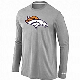 Nike Denver Broncos Logo Long Sleeve T-Shirt Gray,baseball caps,new era cap wholesale,wholesale hats
